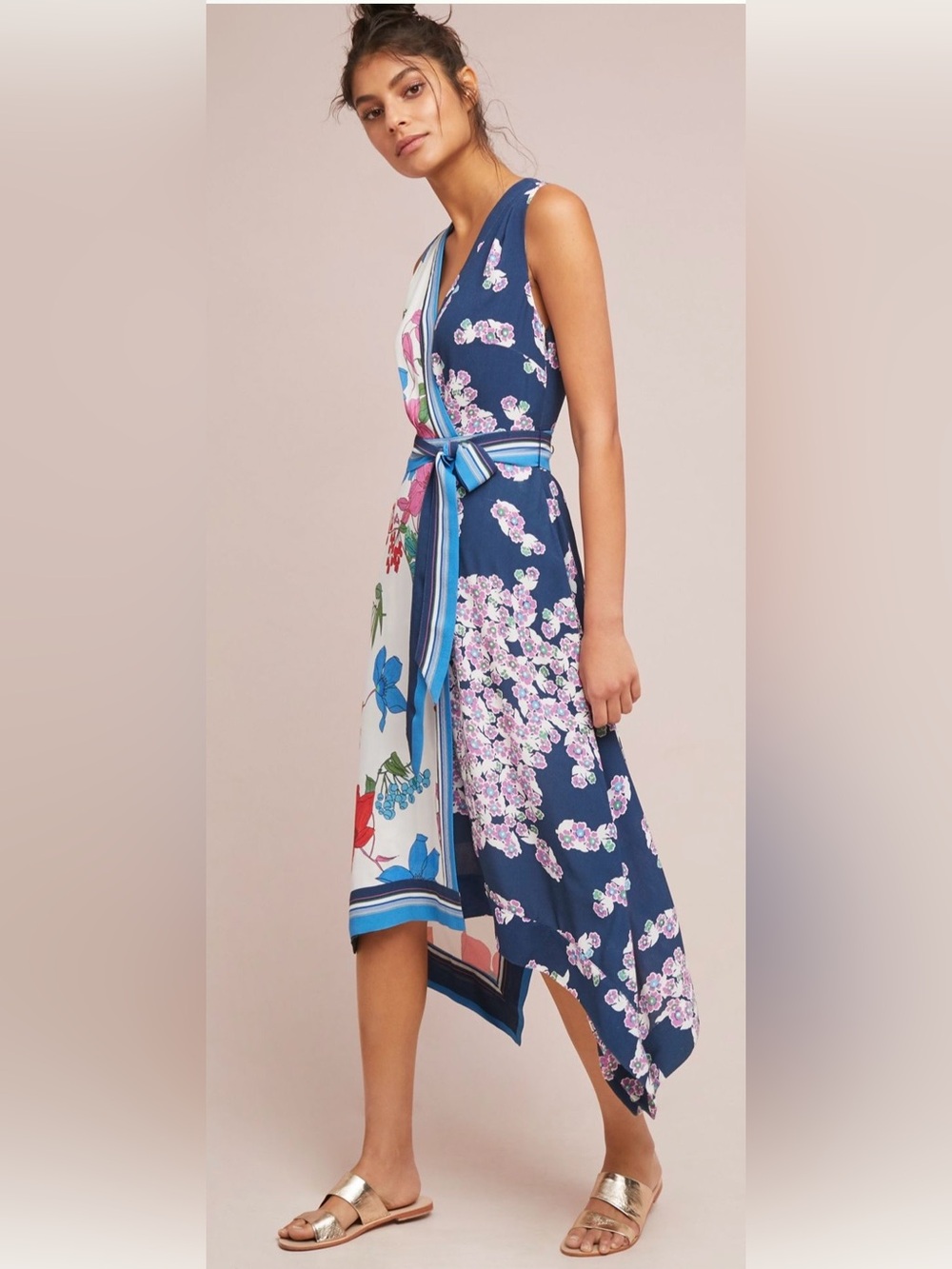 Anthropologie Maeve botanica Asymmetrical Floral Wrap Dress